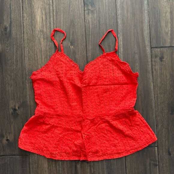 Tops - Sim & Sam Red Eyelet Babydoll Top Jr. M